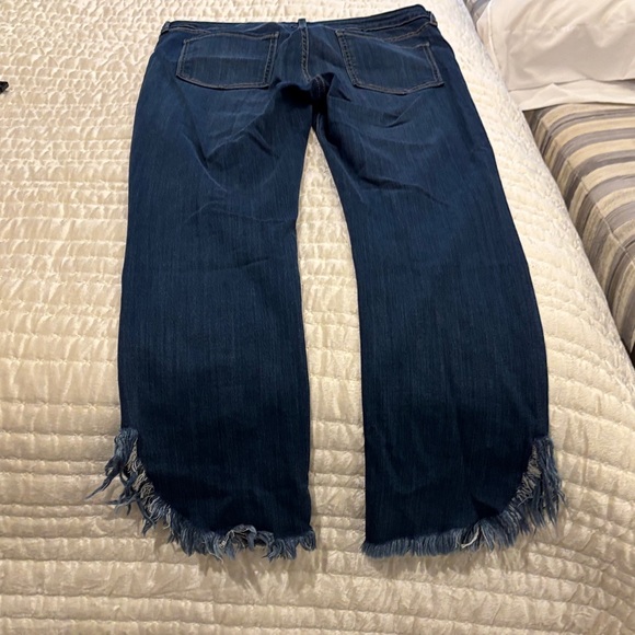 Just Black Dark Blue Flare Jeans with Frayed Hem - Picture 3 of 3